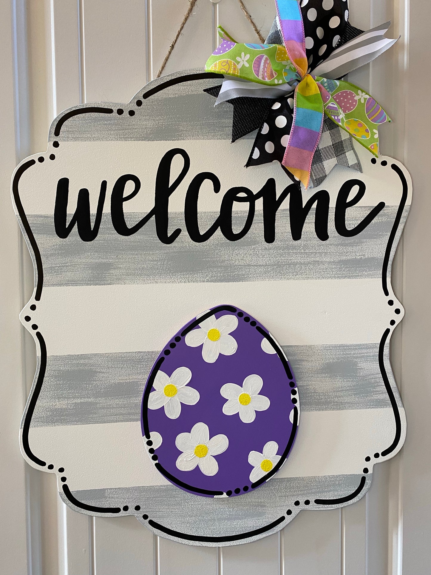 Grey Stripe Changeable Door Hanger Base