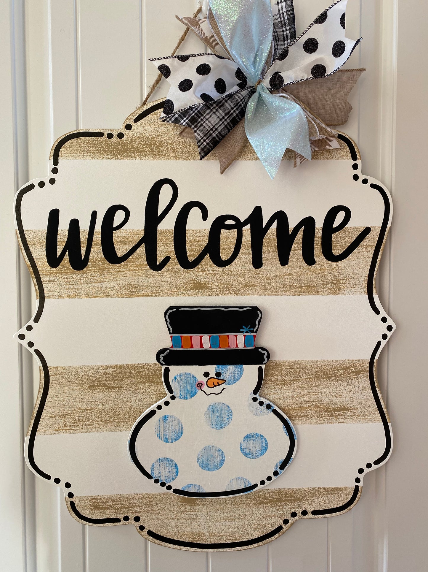 Tan Stripe Changeable Door Hanger Base