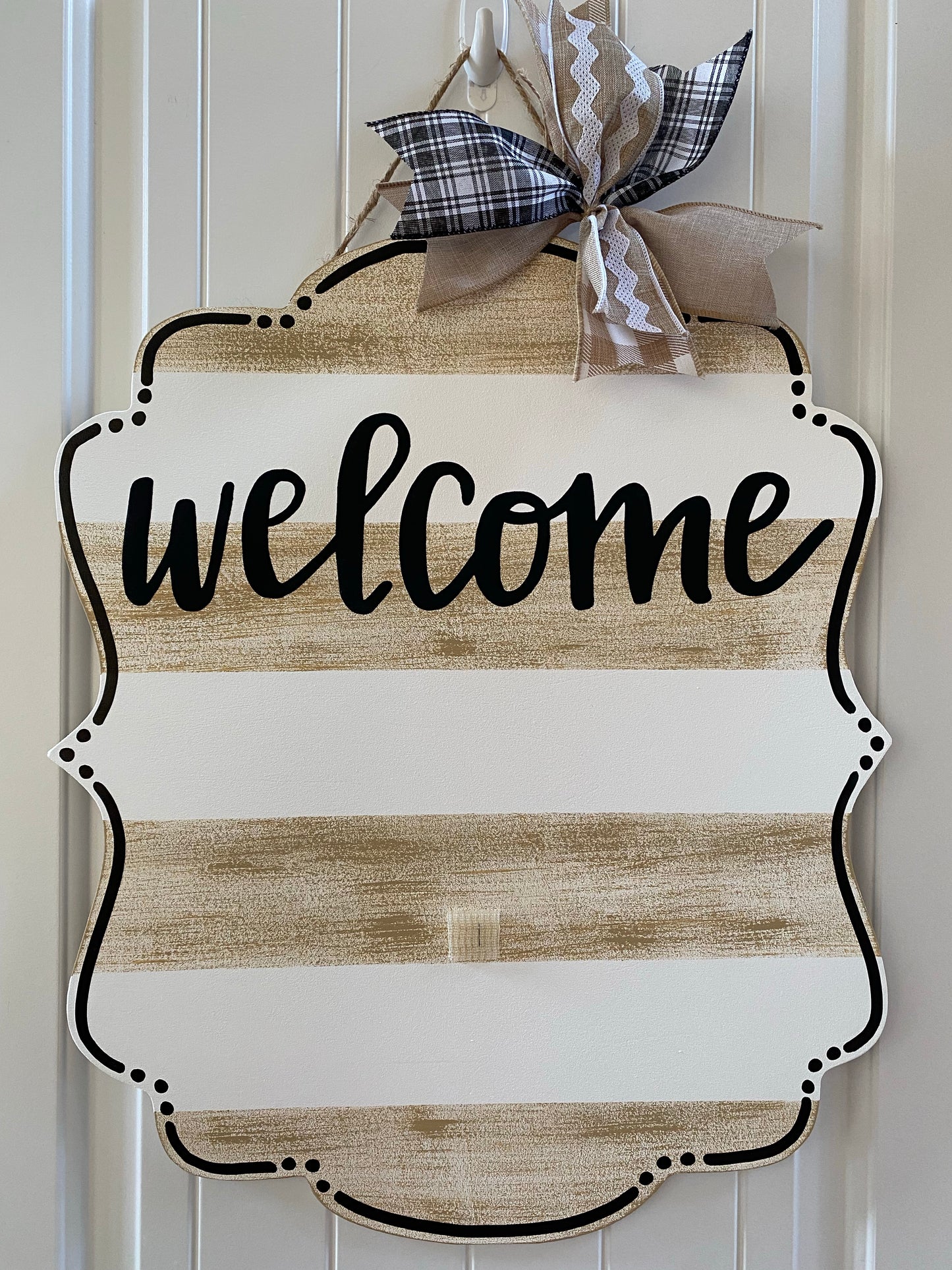 Tan Stripe Changeable Door Hanger Base