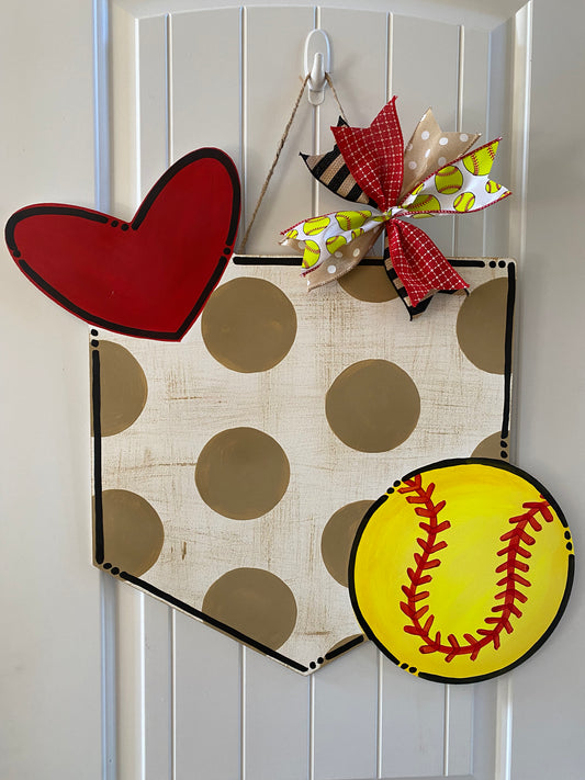 Home Sweet Home Softball Door Hanger